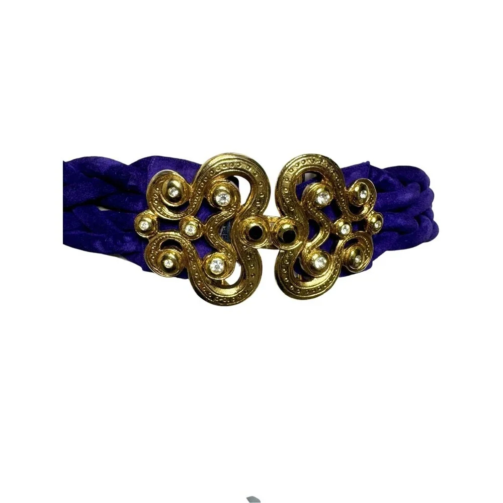 Emanuel Ungaro Parallele Paris Vintage 90's Purple Suede statement belt gold NWT